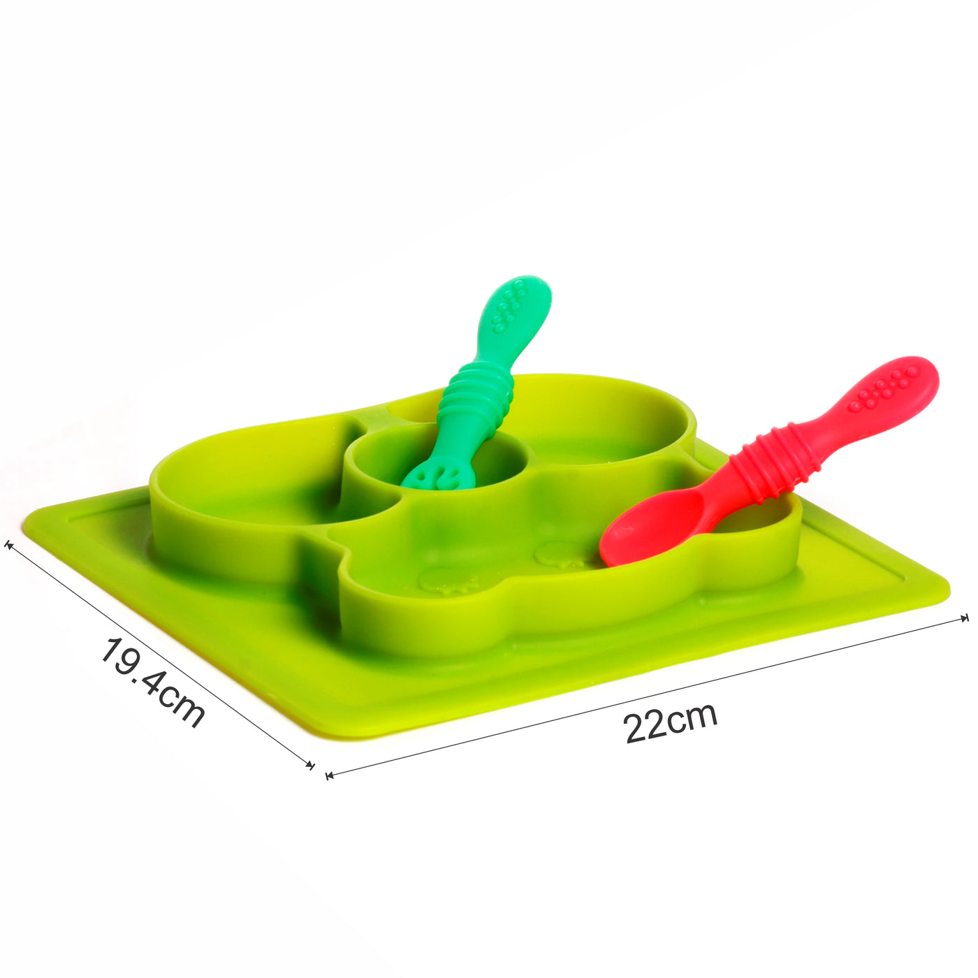 Chanak Baby Food Tray - Silicon Plate with Multiple Compartments & Two Spoons (Light Green) Aditi Toys Pvt. Ltd.