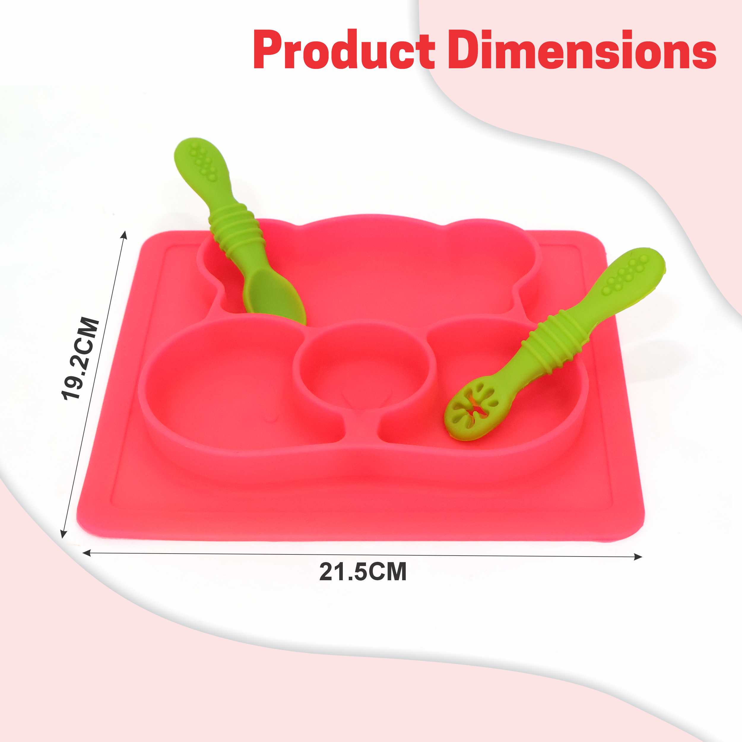 Chanak Baby Food Tray - Silicon Plate with Multiple Compartments & Two Spoons (Pink) Aditi Toys Pvt. Ltd.