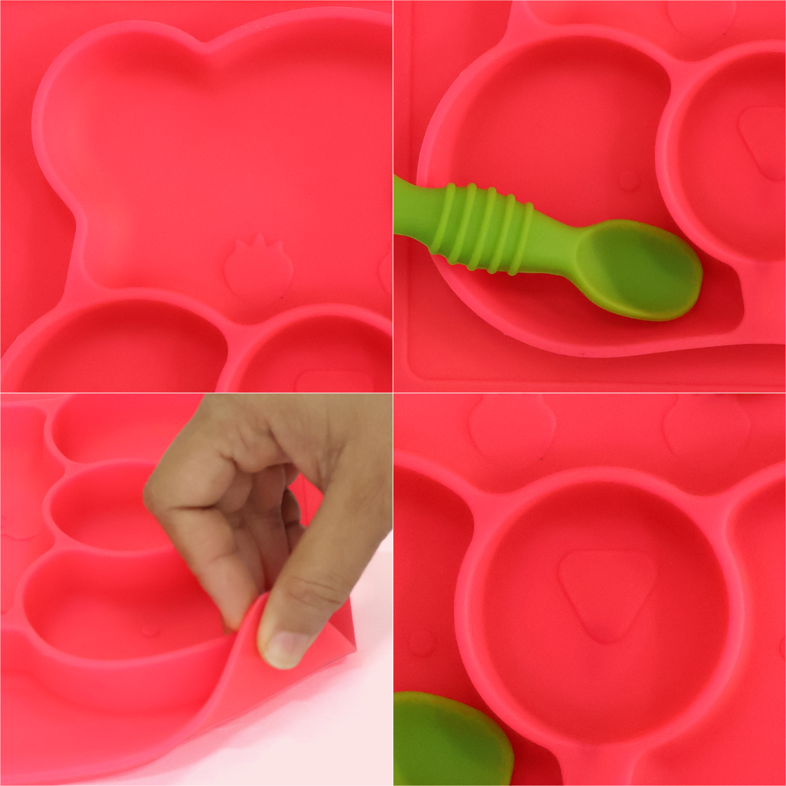 Chanak Baby Food Tray - Silicon Plate with Multiple Compartments & Two Spoons (Pink) Aditi Toys Pvt. Ltd.