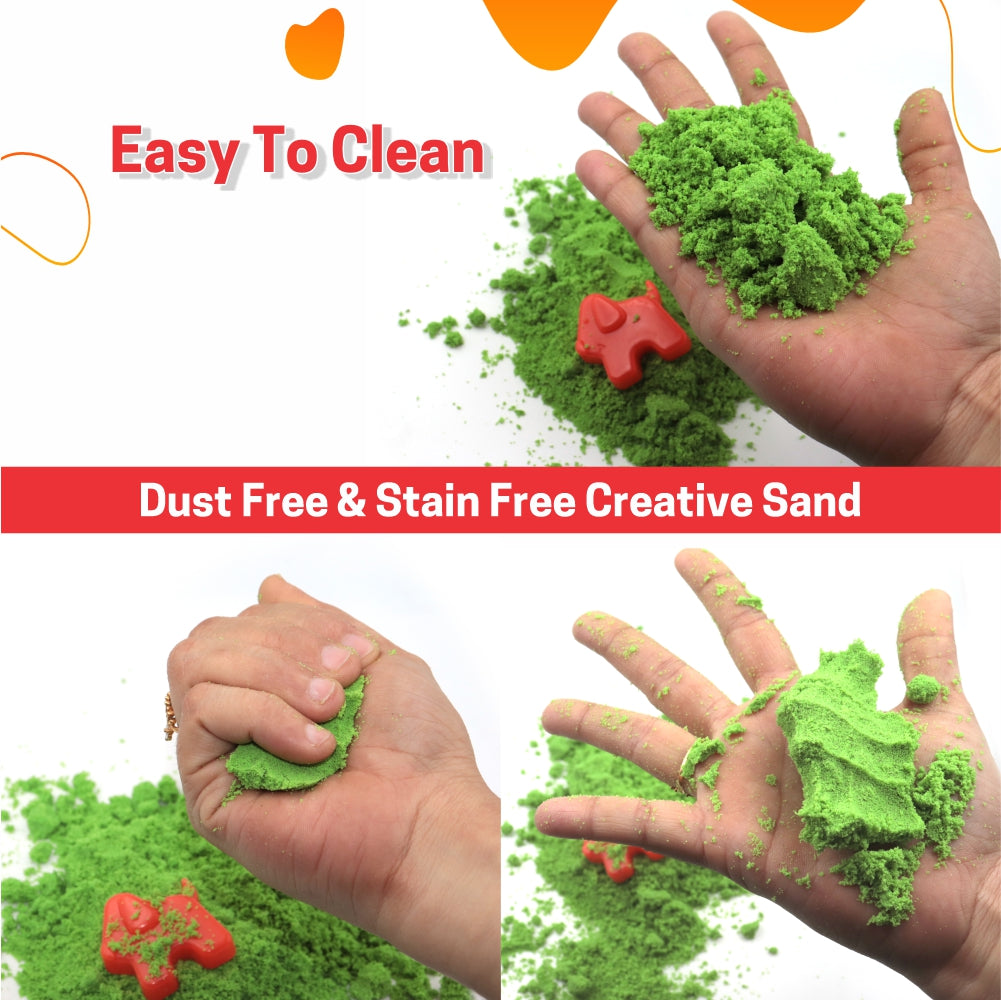 Chanak 1kg Creative Sand Box For Kids, Sand Kit With 5 Large Moulds & 8 Small Moulds, Non-Toxic And Stain Free Sand For Kids For Indoor And Outdoor Kid Activity, Suitable For Kids Above 3 Years, (1KG Sand Kit)