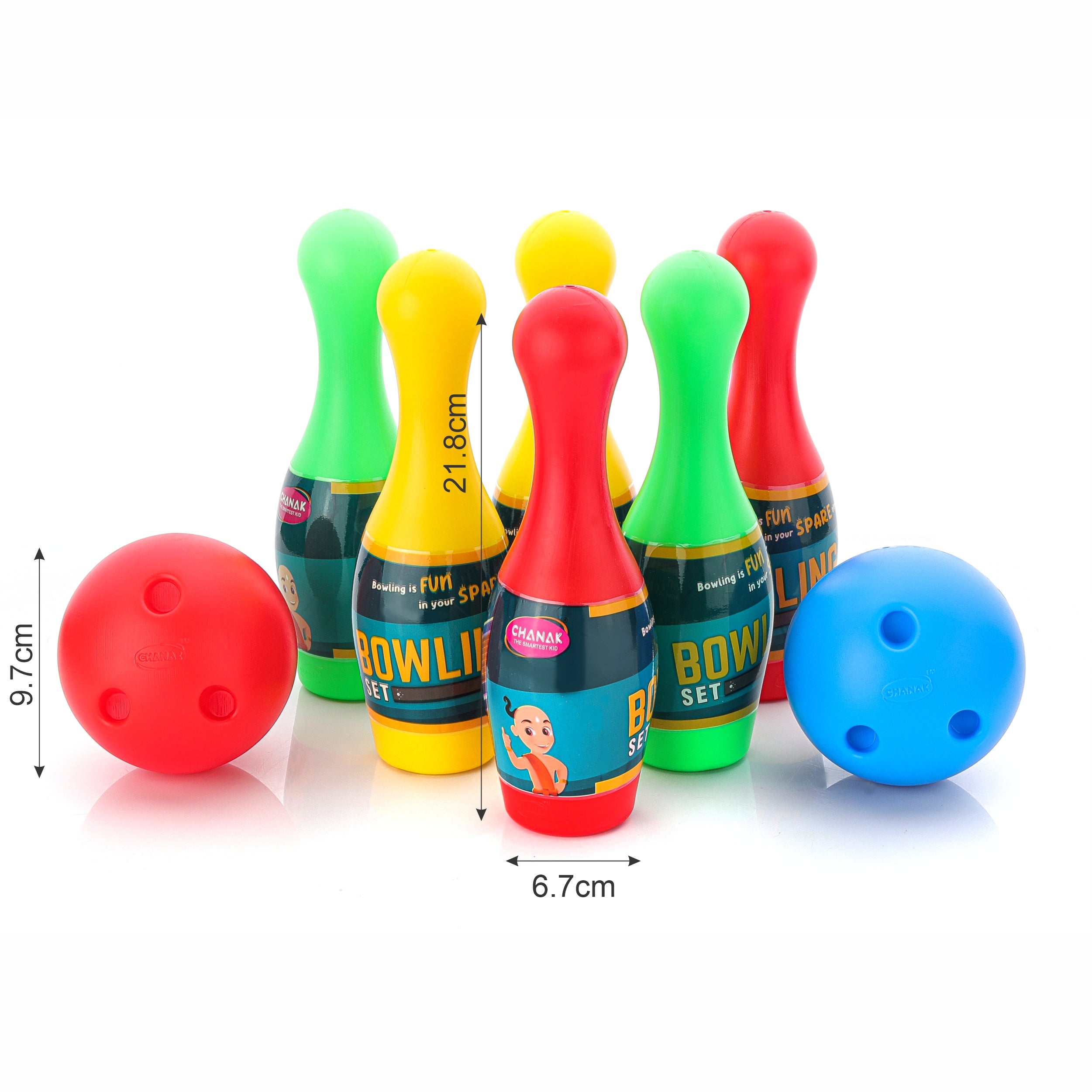 Chanak Plastic Bowling Game Set with 6 Pin and 2 Ball Indoor & Outdoor Play Aditi Toys Pvt. Ltd.