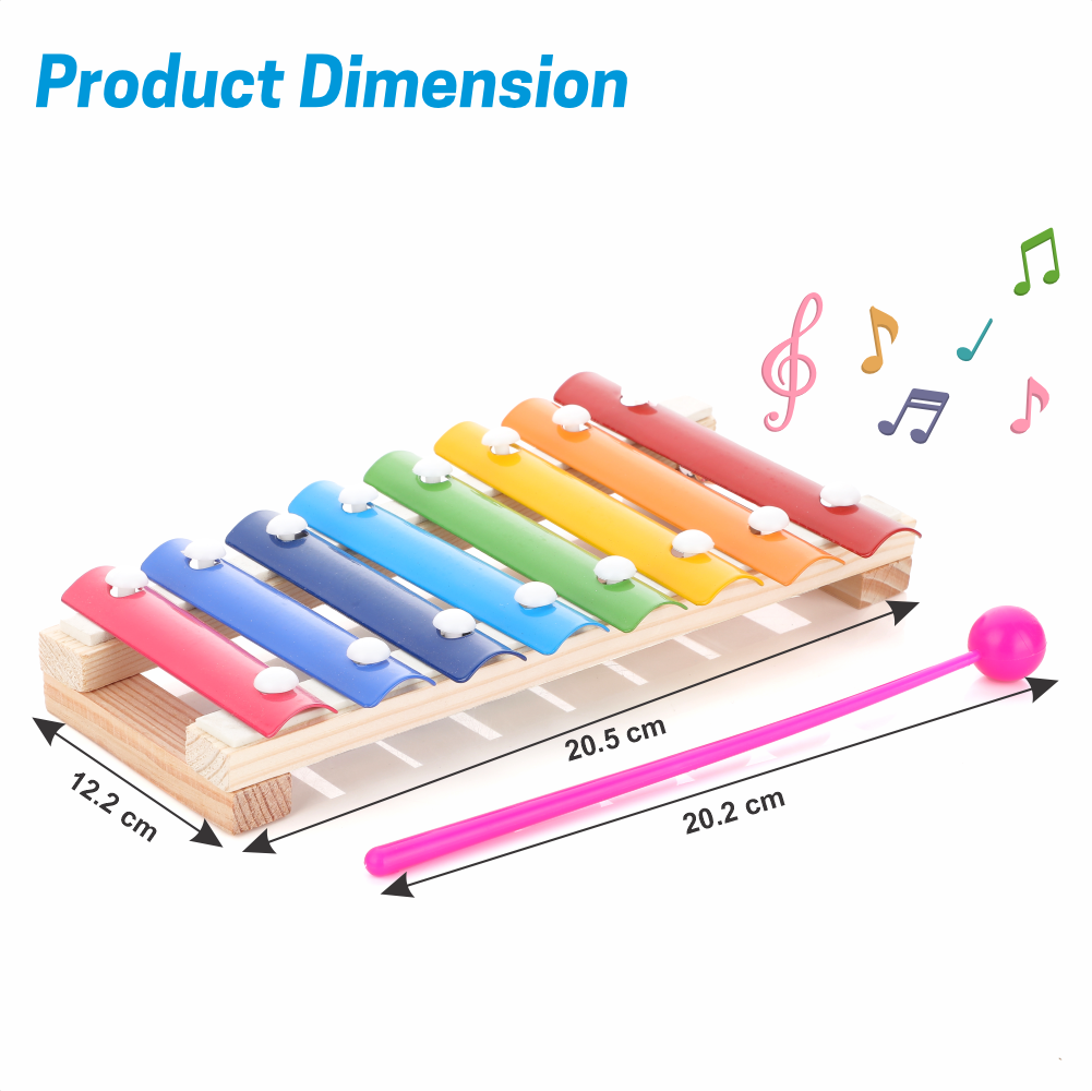 Chanak Wooden Xylophone Musical Toy with 8 Metal Nodes and 1 Mallet Aditi Toys Pvt. Ltd.