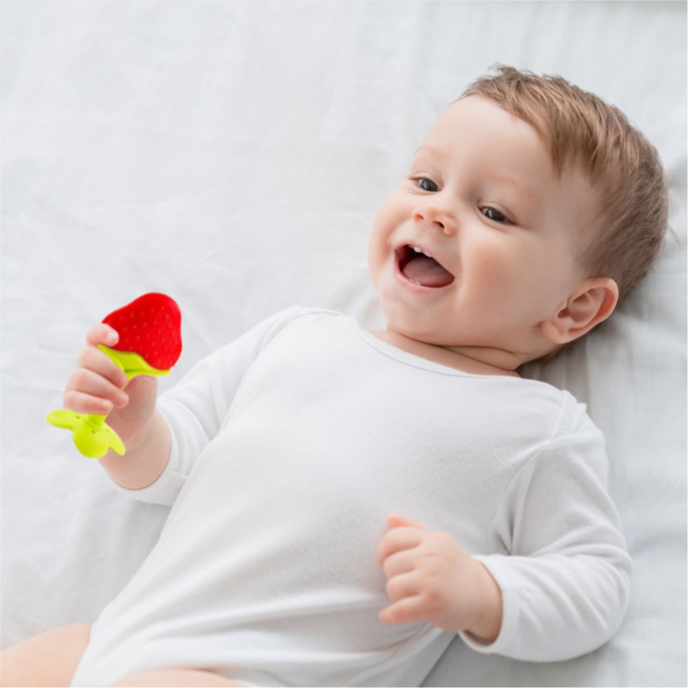 Chanak Baby Silicone Fruit Teether for Toddlers (Red & Blue) - chanak