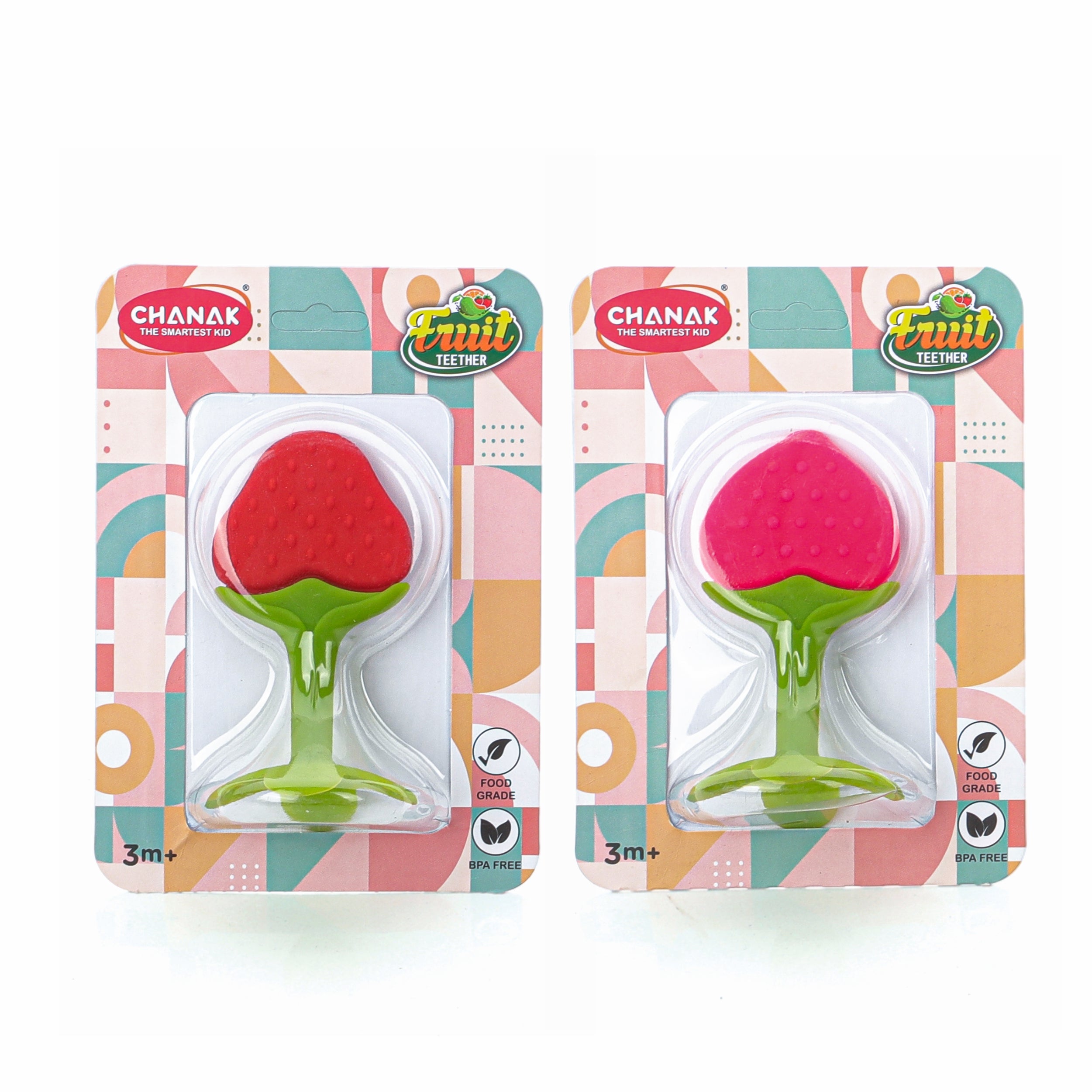 Chanak Baby Silicone Fruit Teether for Toddlers (Pink & Red) Aditi Toys Pvt. Ltd.