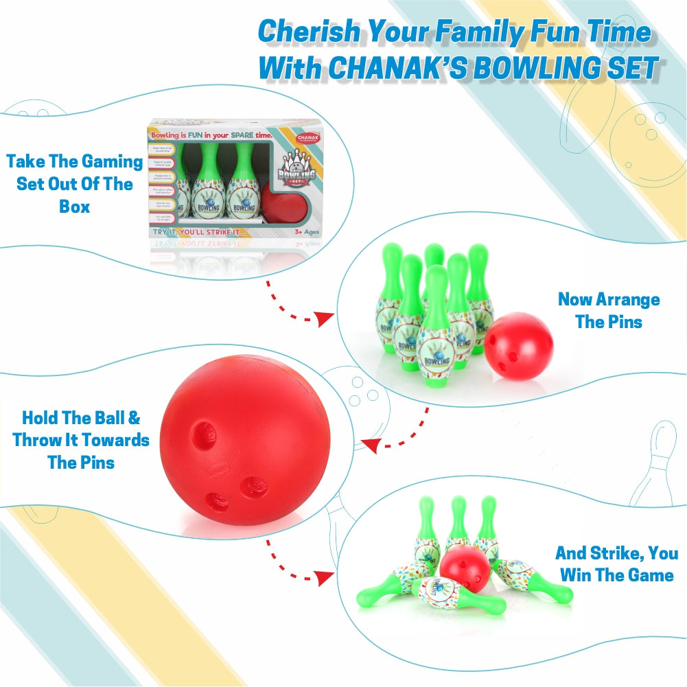 Chanak Big Bowling Set for Kids Green - Indoor Setup - chanak
