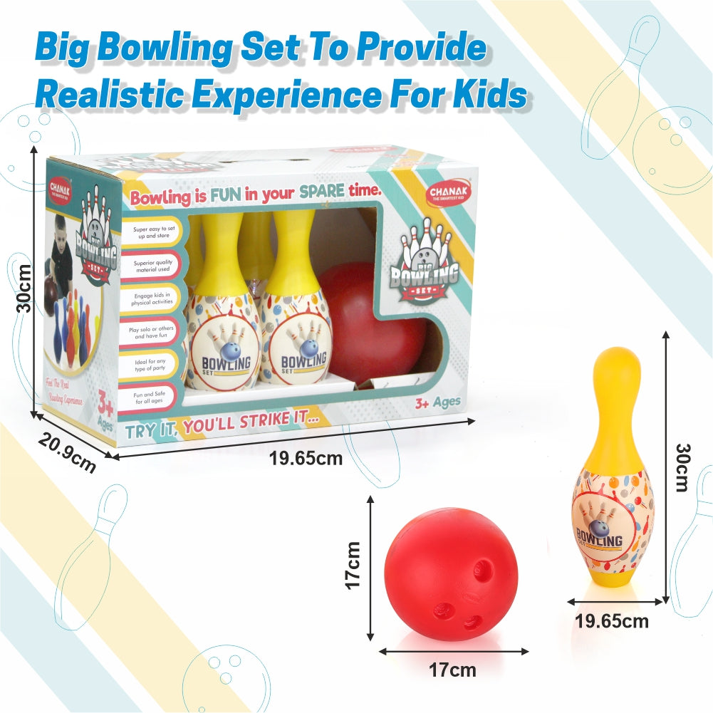Chanak Plastic Big Bowling Game Set with 6 Pin and 1 Ball, Multicolor Bowling Set for Indoor & Outdoor Play, Non-Toxic Bowling Game, Suitable for Kids Above 3 Years, BIS Approved (Yellow)
