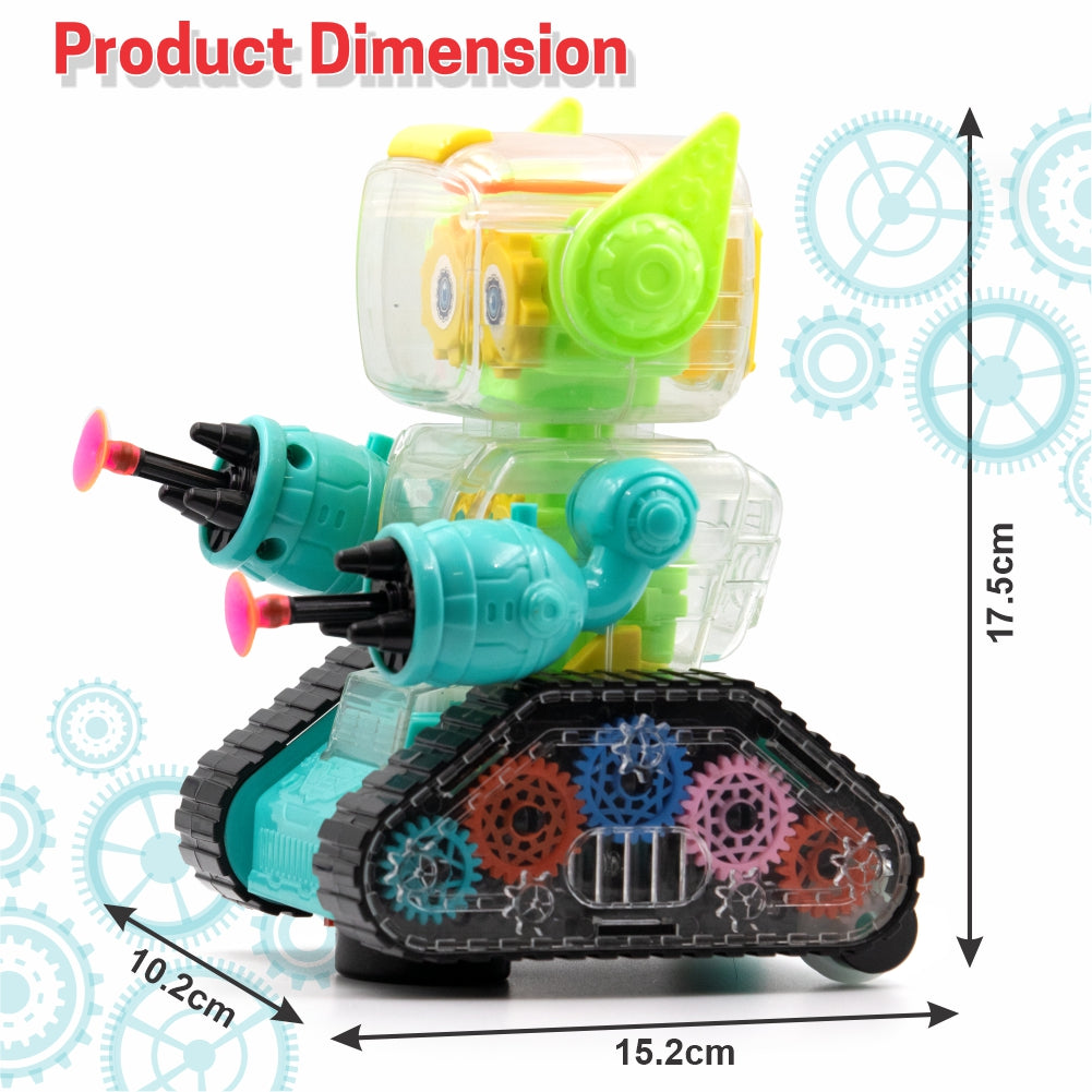 Chanak Gear Robot Car for Kids, Transparent Electric Robot with Realistic Sound and Light, Bump & Go Gear Robot, Non-Toxic, BIS Approved (Blue)