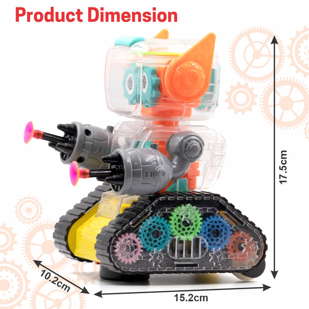 Chanak Gear Robot Car for Kids, Transparent Electric Robot with Realistic Sound and Light, Bump & Go Gear Robot, Non-Toxic, BIS Approved (Yellow)