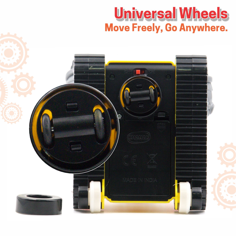 Chanak Gear Robot Car for Kids, Transparent Electric Robot with Realistic Sound and Light, Bump & Go Gear Robot, Non-Toxic, BIS Approved (Yellow)