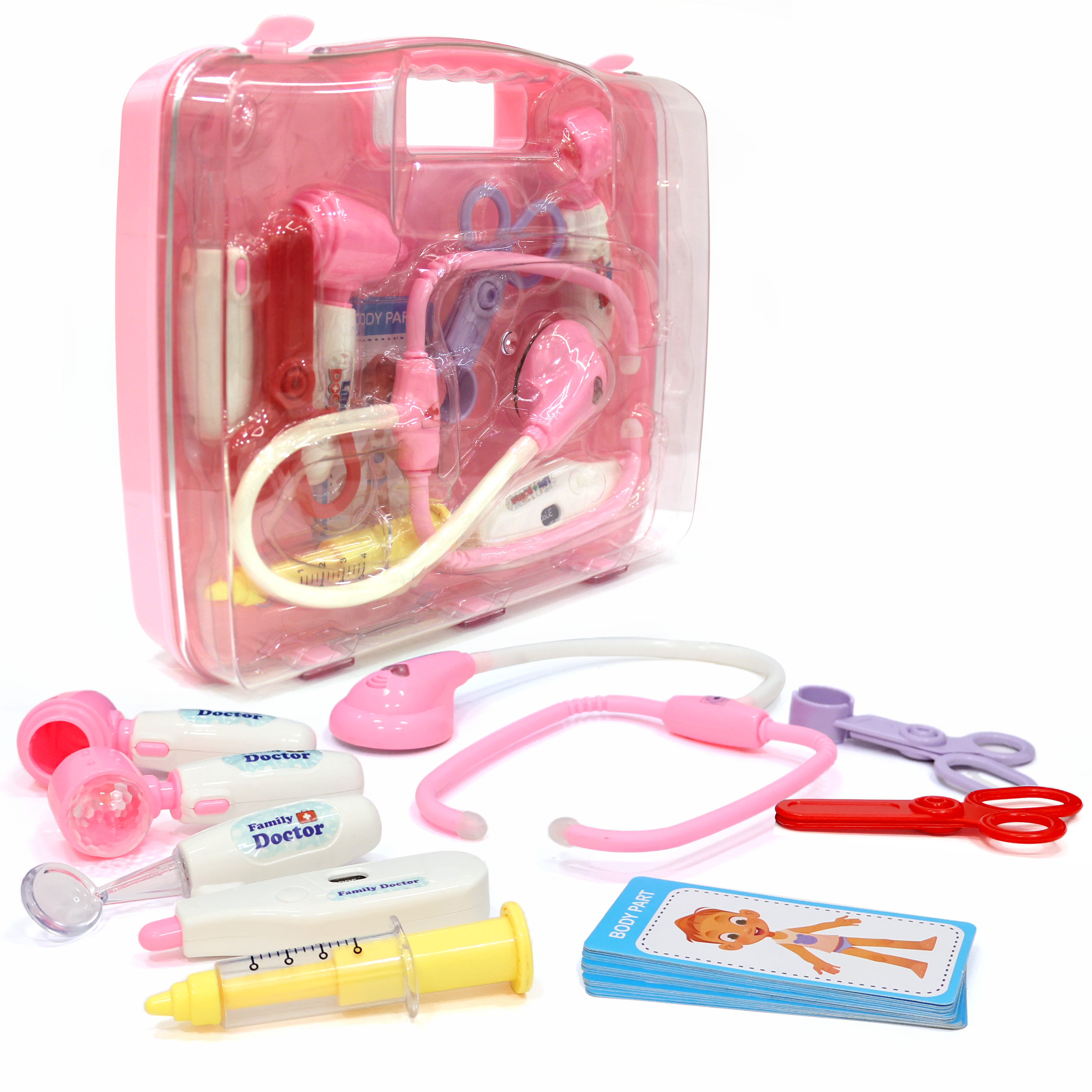 Chanak’s LED Light Doctor Kit for Kids – 28-Piece Toy Set with Sound & Flashing Stethoscope, Thermometer, Otoscope, Hammer, Mirror, Flashcards – Educational Pretend Play Set for Boys & Girls (Age 3+) chanak