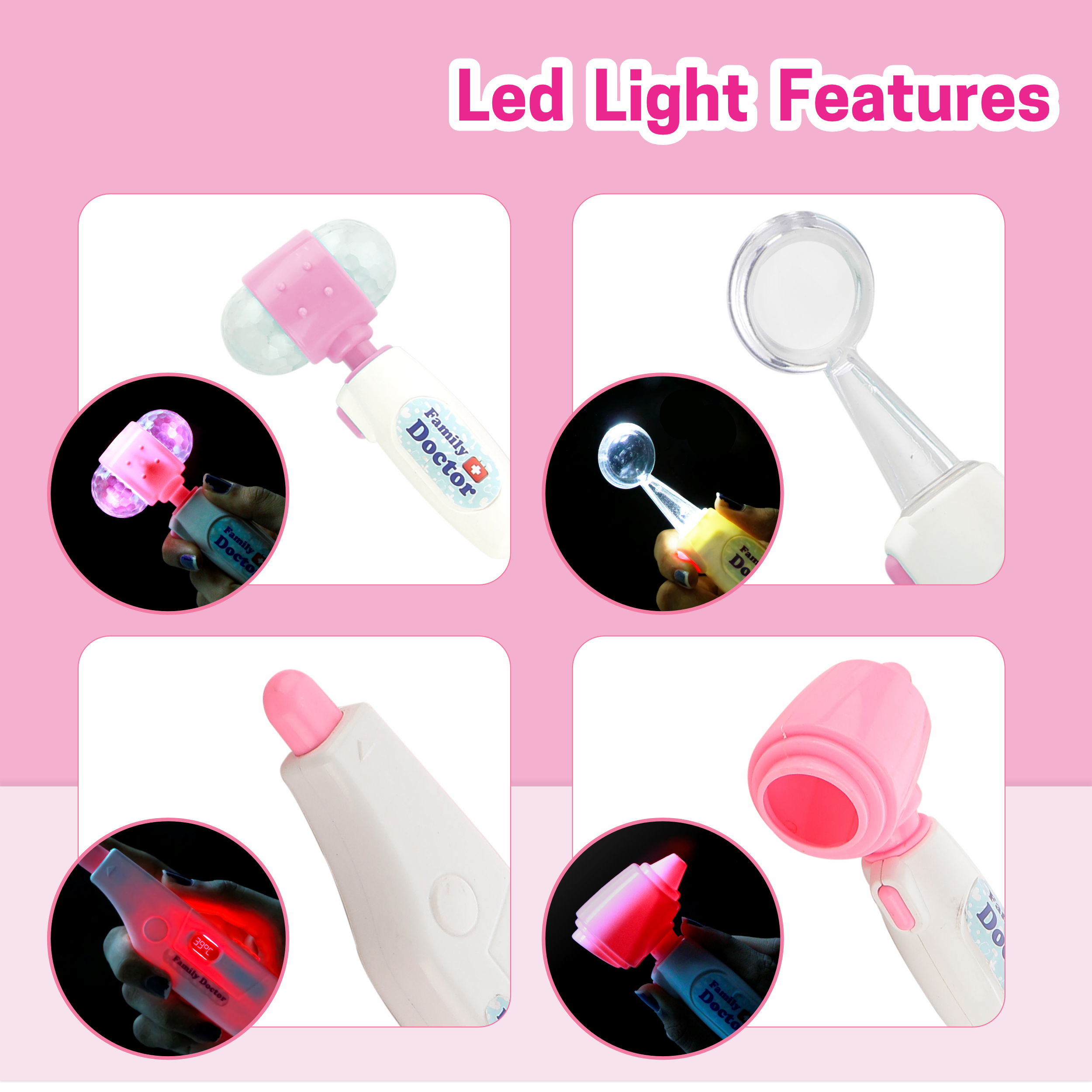 Chanak’s LED Light Doctor Kit for Kids – 28-Piece Toy Set with Sound & Flashing Stethoscope, Thermometer, Otoscope, Hammer, Mirror, Flashcards – Educational Pretend Play Set for Boys & Girls (Age 3+) chanak