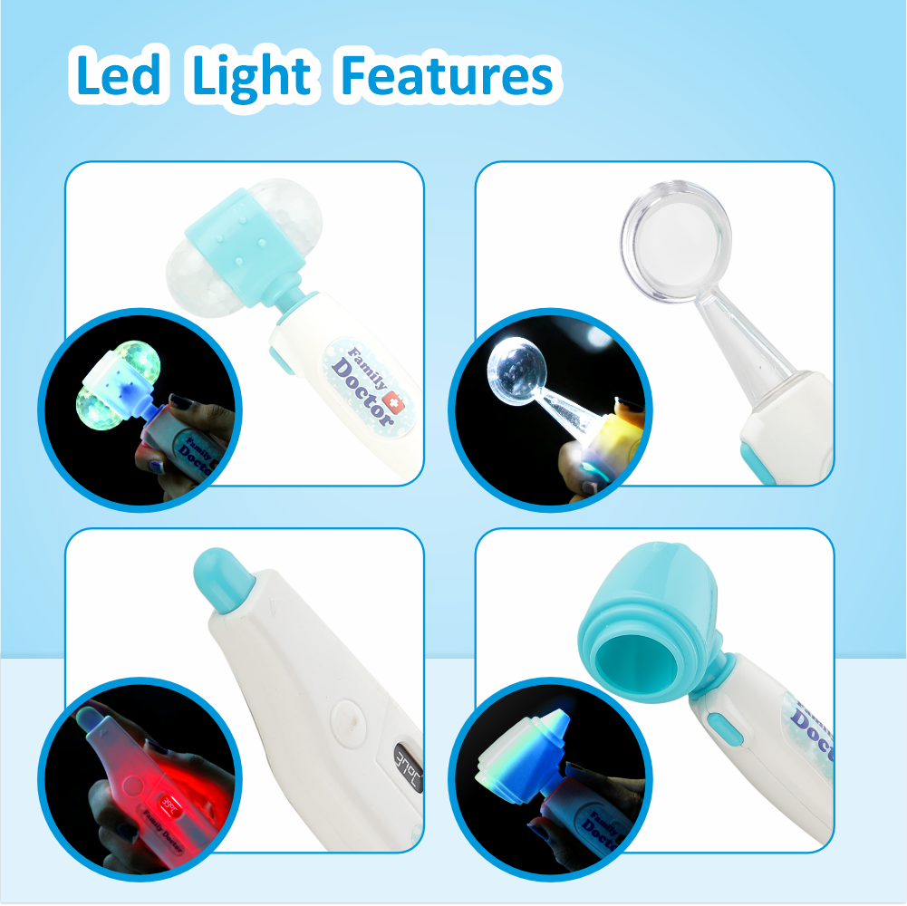 Chanak’s LED Light Doctor Kit for Kids – 28-Piece Toy Set with Sound & Flashing Stethoscope, Thermometer, Otoscope, Hammer, Mirror, Flashcards – Educational Pretend Play Set for Boys & Girls (Age 3+) chanak