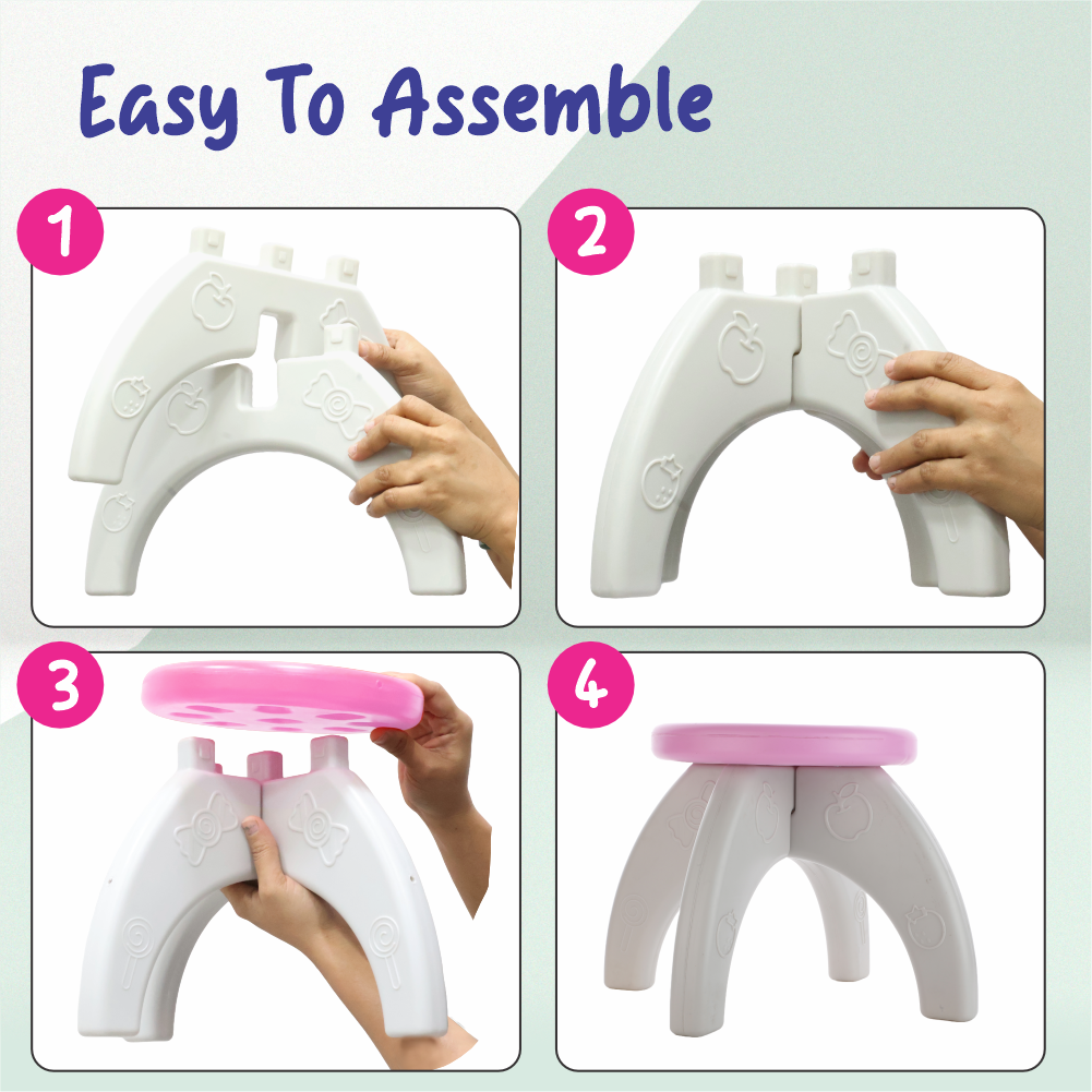 Chanak Baby Step Stool Chair for Kids | Durable HDPE Plastic Activity Seat – BIS Approved (Pink)