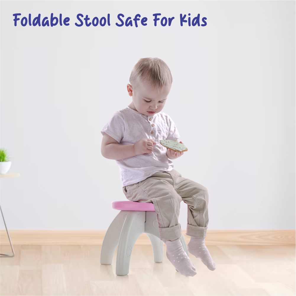 Chanak Baby Step Stool Chair for Kids | Durable HDPE Plastic Activity Seat – BIS Approved (Pink)