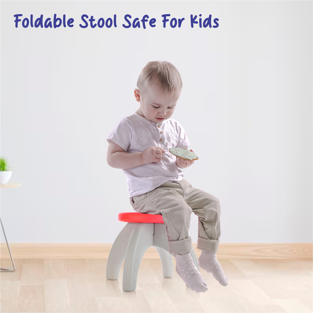 Chanak Baby Step Stool Chair for Kids | Durable HDPE Plastic Activity Seat – BIS Approved (Red)