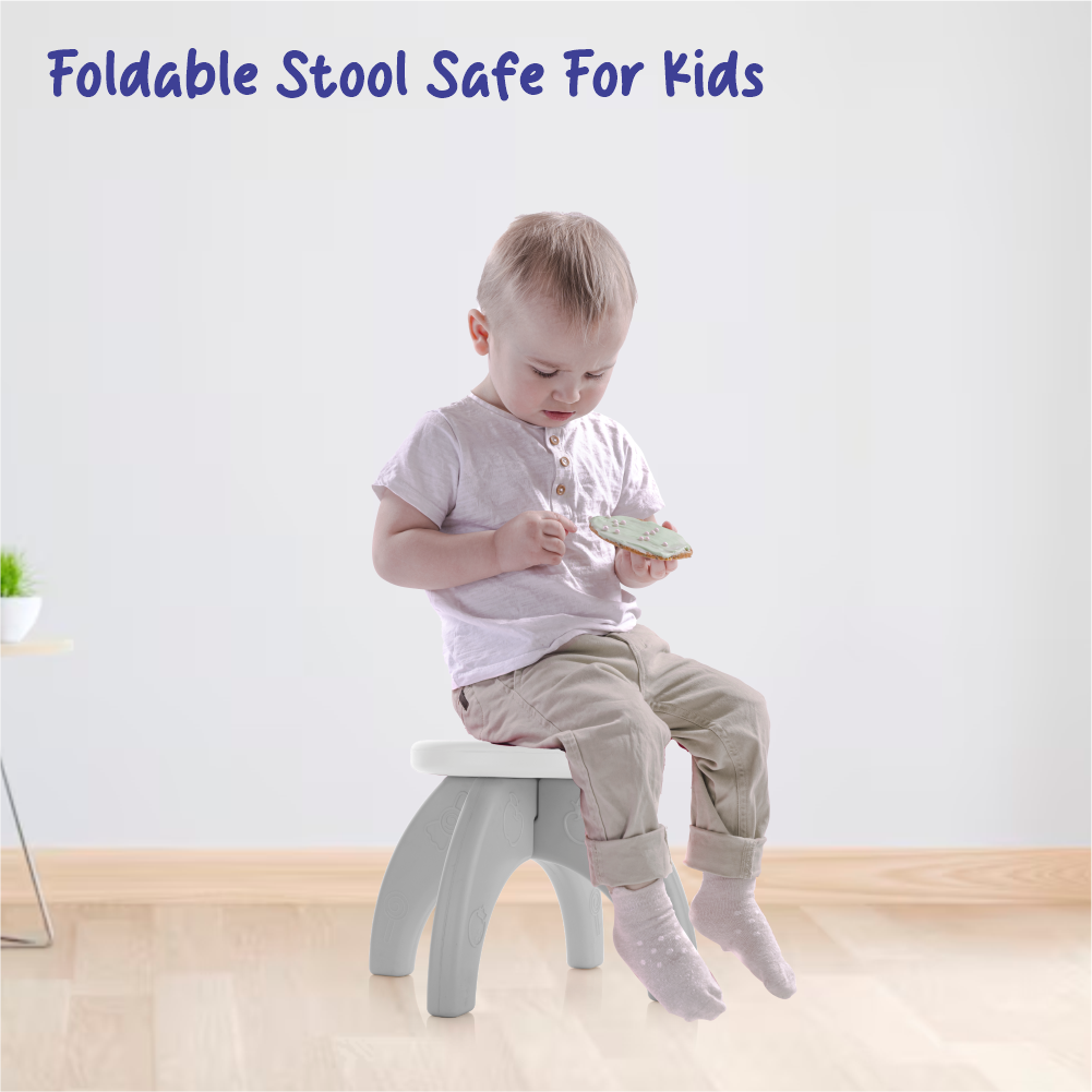 Chanak Baby Step Stool Chair for Kids | Durable HDPE Plastic Activity Seat – BIS Approved (White)