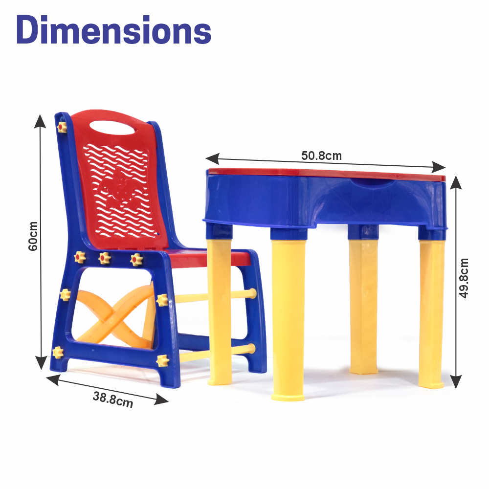 Chanak's Children's Safe & Sturdy Study Table & Chair Set (Red & Blue) Aditi Toys Pvt. Ltd.