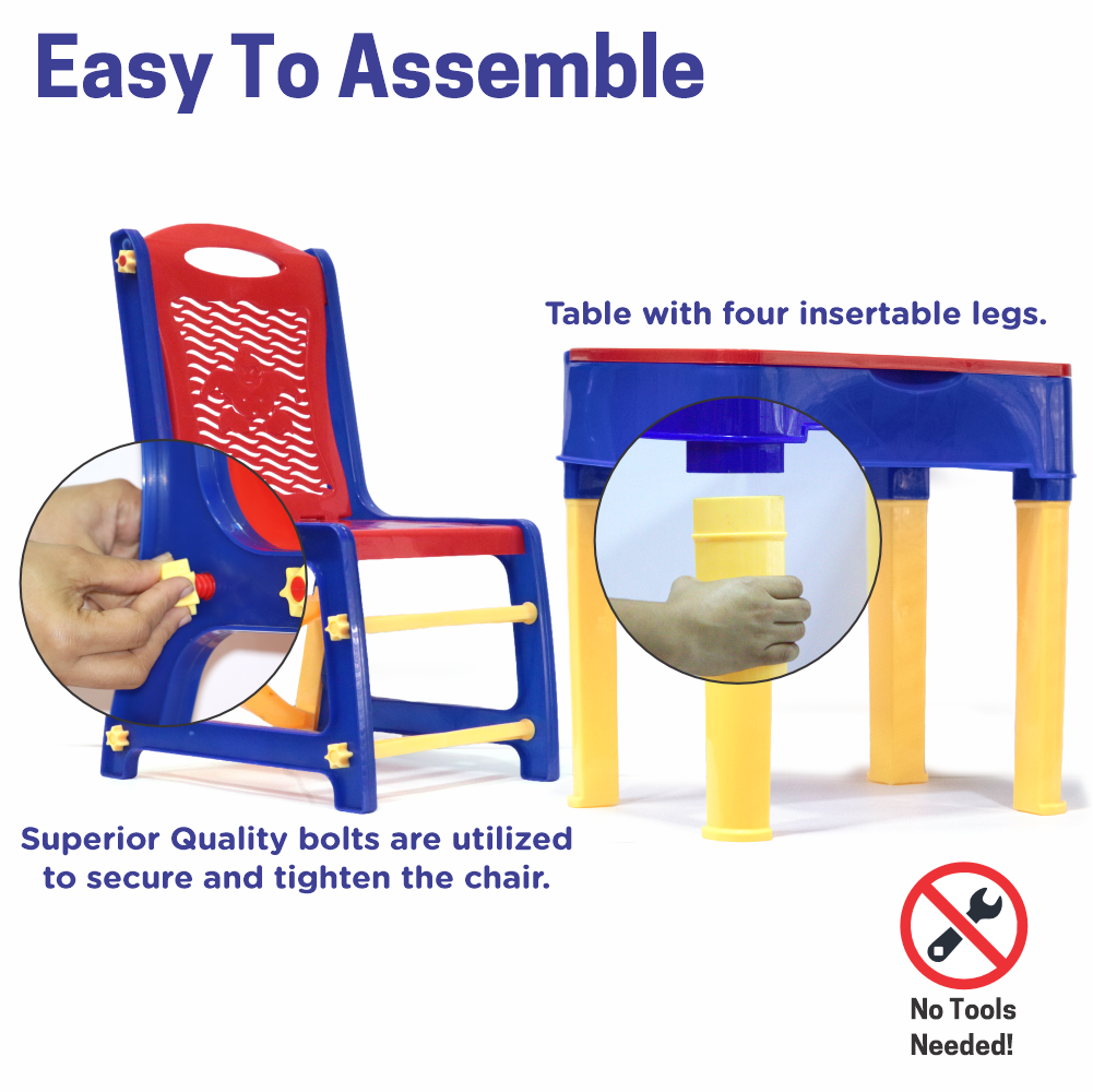 Chanak's Children's Safe & Sturdy Study Table & Chair Set (Red & Blue) Aditi Toys Pvt. Ltd.