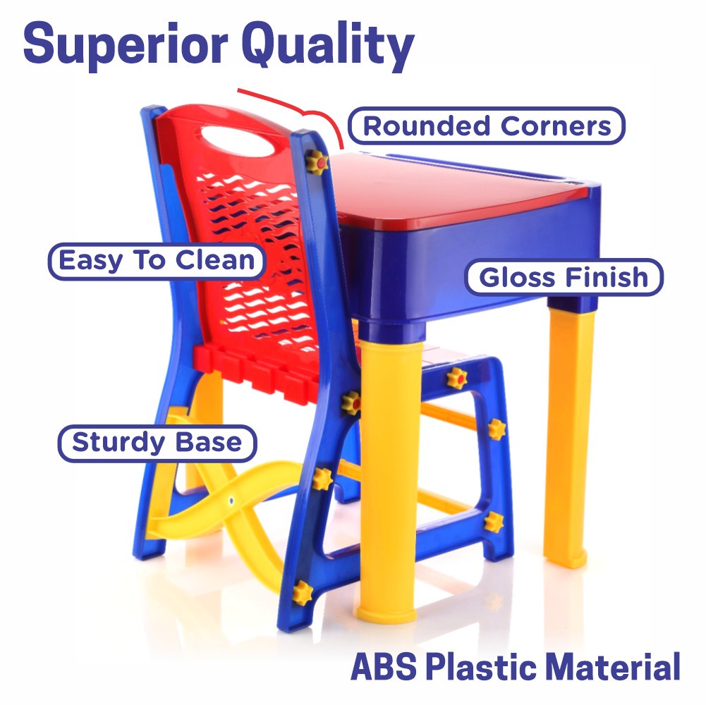 Chanak's Children's Safe & Sturdy Study Table & Chair Set (Red & Blue) Aditi Toys Pvt. Ltd.