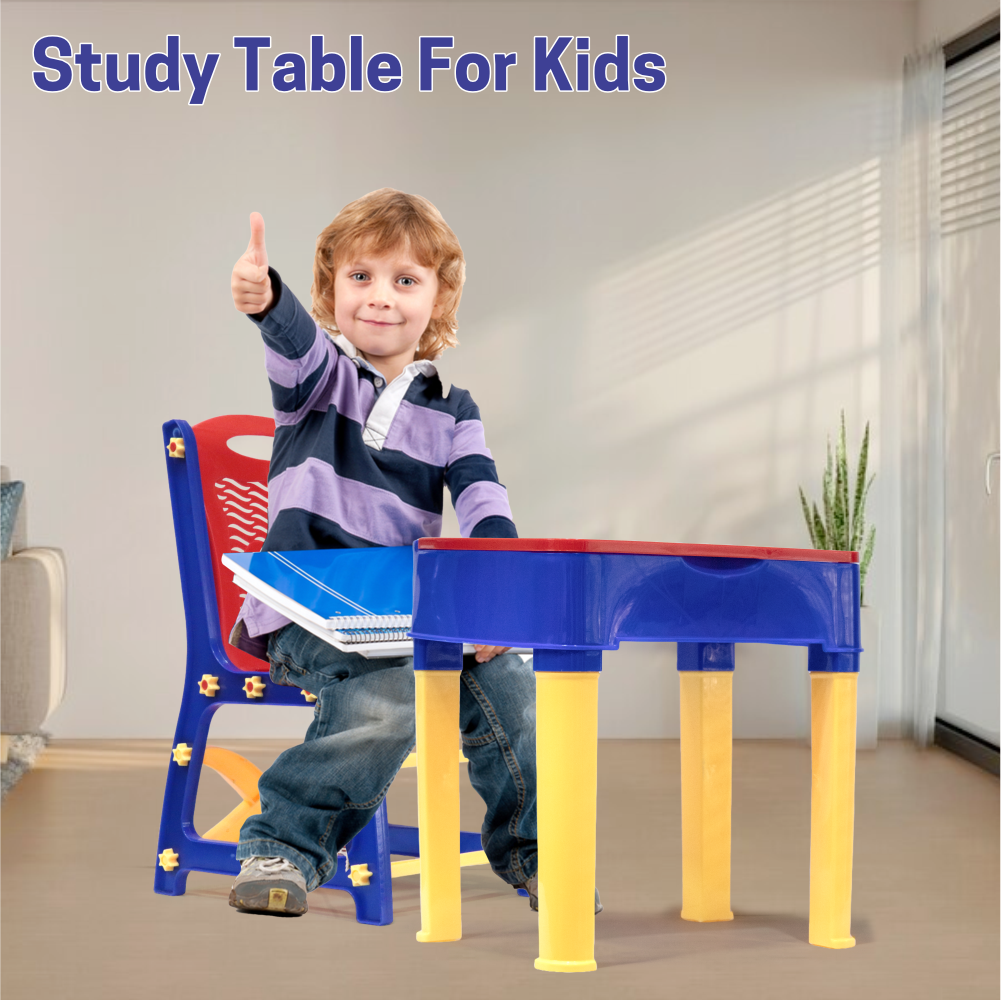 Chanak's Children's Safe & Sturdy Study Table & Chair Set (Red & Blue) Aditi Toys Pvt. Ltd.