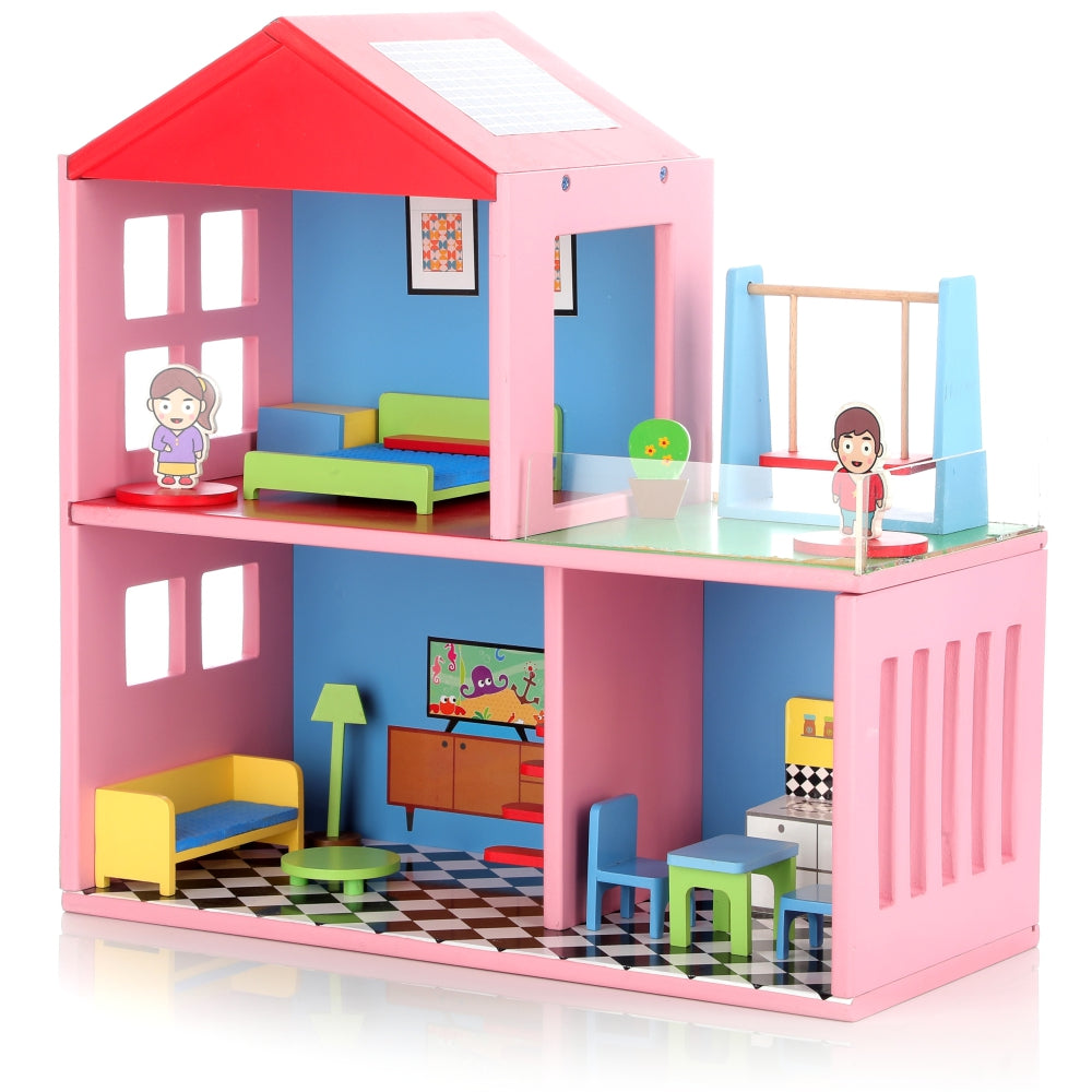 Chanak Wooden Doll House for Kids (16 Pieces)