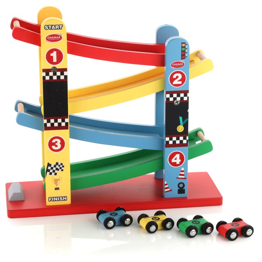 Chanak Wooden Car Ramps Race - 4 Level Toy Car Ramp Race Track Aditi Toys Pvt. Ltd.