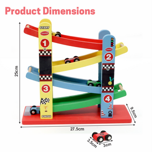 Chanak Wooden Car Ramps Race - 4 Level Toy Car Ramp Race Track Aditi Toys Pvt. Ltd.