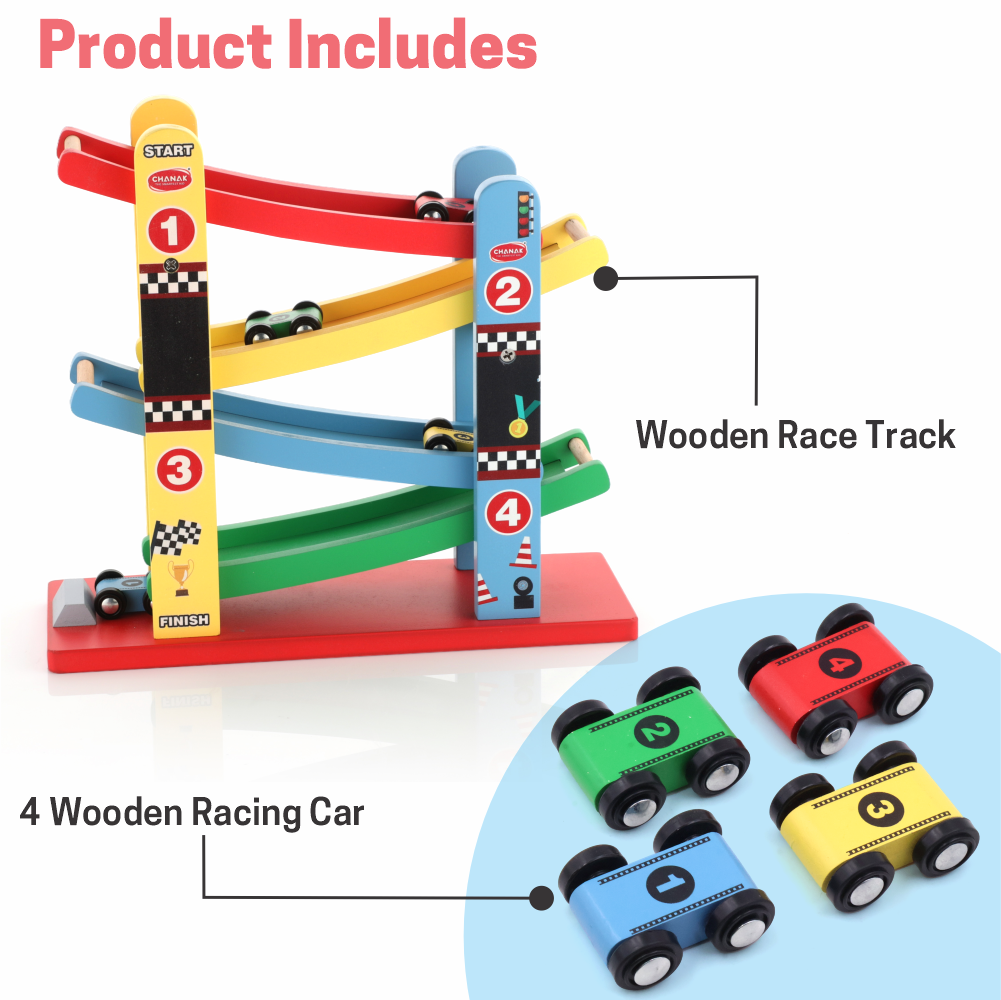 Chanak Wooden Car Ramps Race - 4 Level Toy Car Ramp Race Track Aditi Toys Pvt. Ltd.