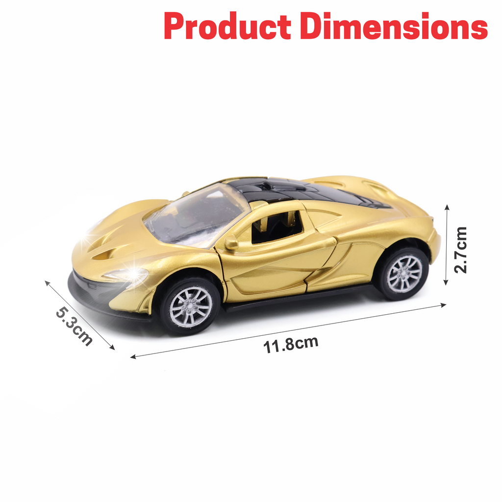 Chanak Die-Cast Metal Pull Back Car for Kids 3+ Years | LED Lights & Realistic Engine Sound – BIS Approved (Gold)