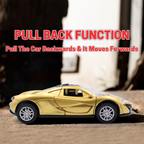 Chanak Die-Cast Metal Pull Back Car for Kids 3+ Years | LED Lights & Realistic Engine Sound – BIS Approved (Gold)
