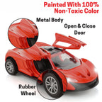 Chanak Die-Cast Metal Pull Back Car for Kids 3+ Years | LED Lights & Realistic Engine Sound – BIS Approved (Red)