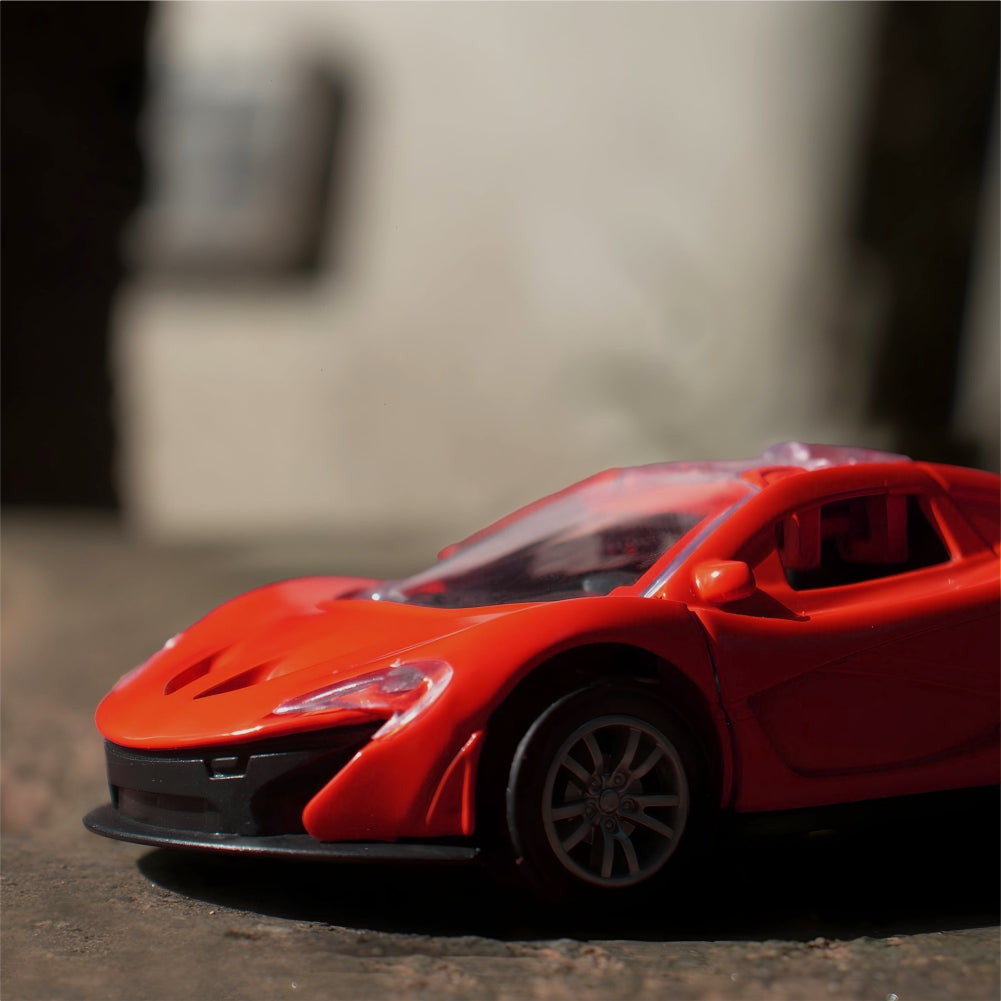 Chanak Die-Cast Metal Pull Back Car for Kids 3+ Years | LED Lights & Realistic Engine Sound – BIS Approved (Red)