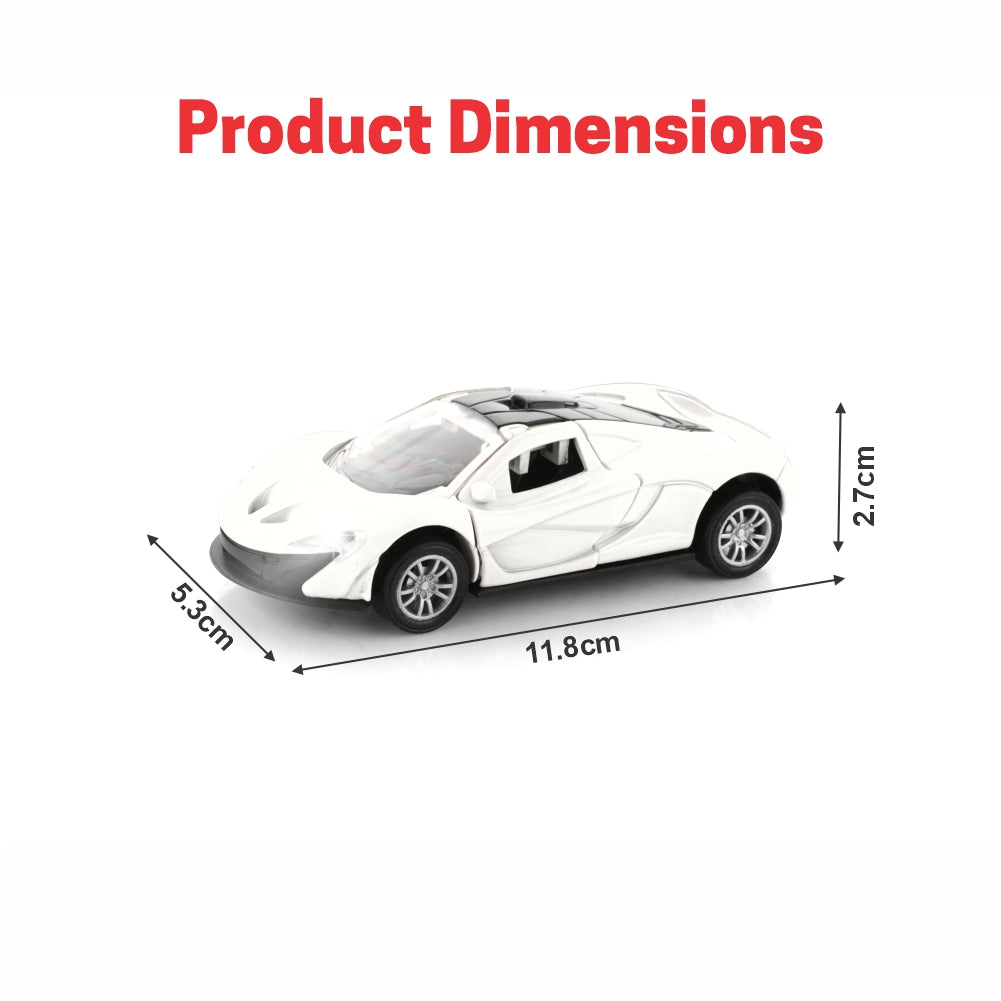 Chanak Die-Cast Metal Pull Back Car for Kids 3+ Years | LED Lights & Realistic Engine Sound – BIS Approved (White)