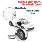 Chanak Die-Cast Metal Pull Back Car for Kids 3+ Years | LED Lights & Realistic Engine Sound – BIS Approved (White)
