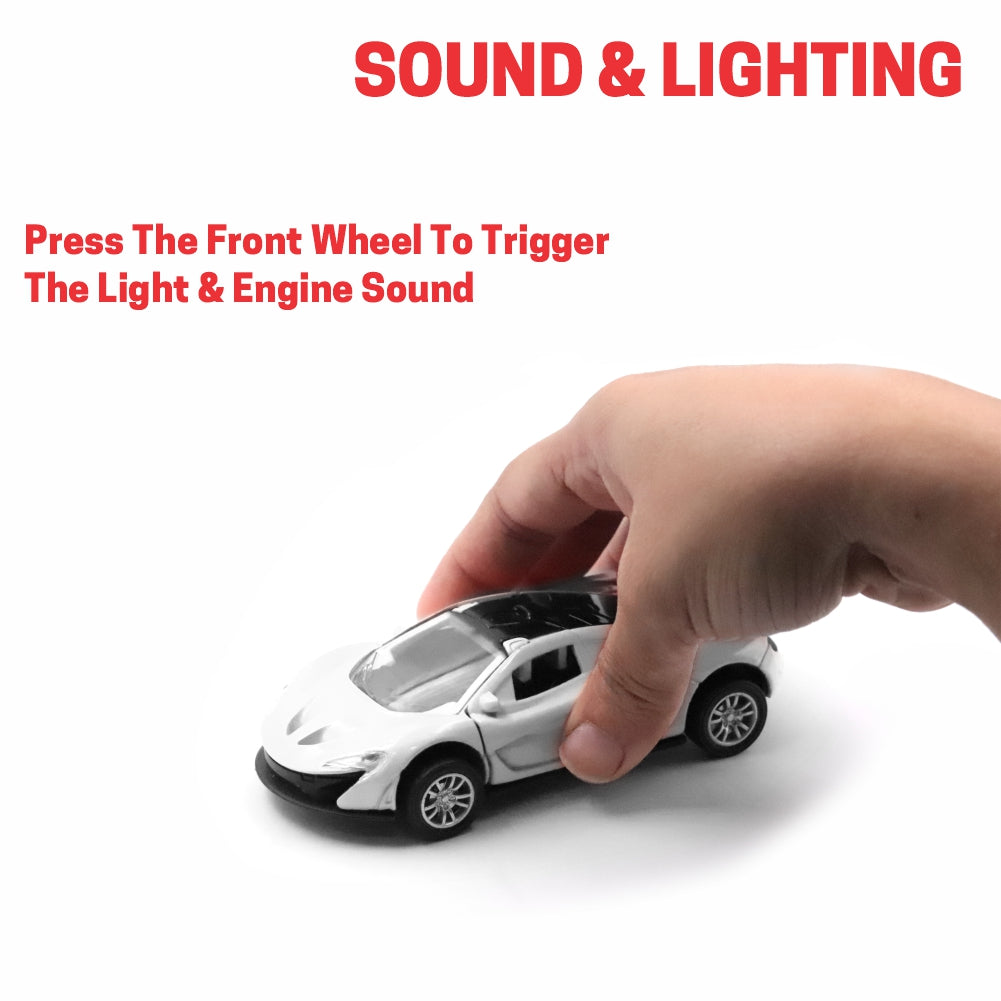 Chanak Die-Cast Metal Pull Back Car for Kids 3+ Years | LED Lights & Realistic Engine Sound – BIS Approved (White)