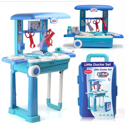 Premium Doctor Set Trolley for Kids with LED Light Instruments (Blue) - chanak