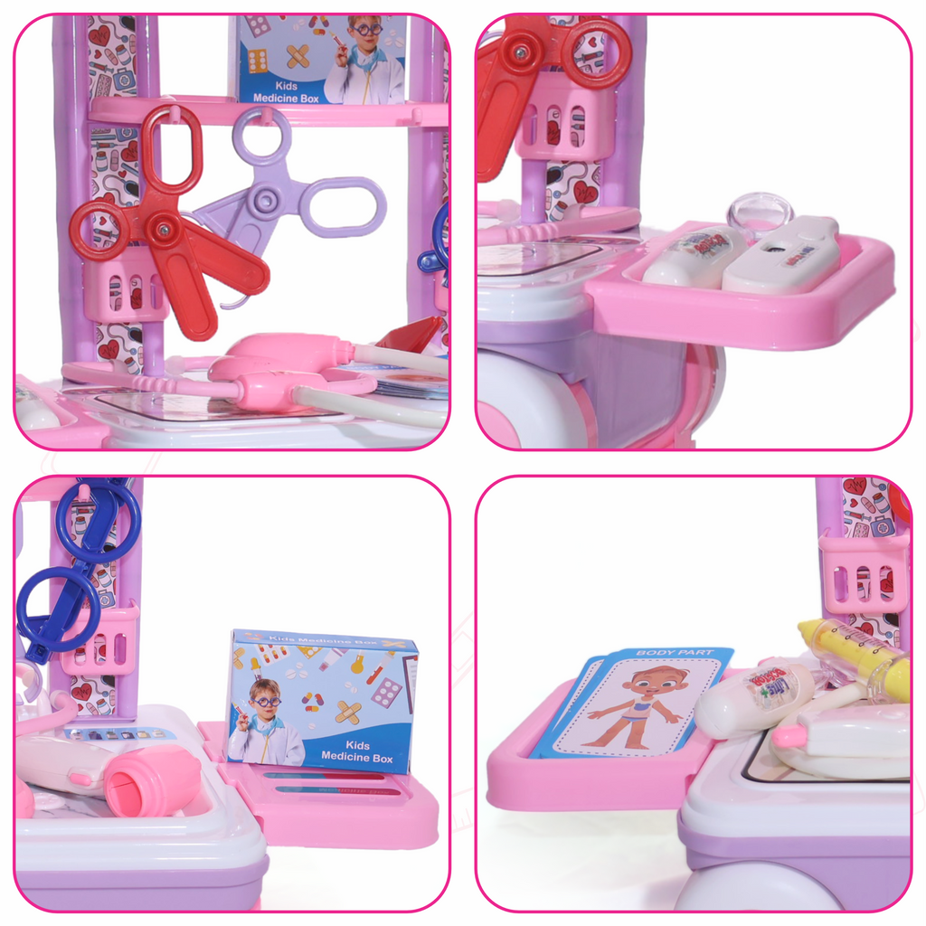 Premium Doctor Set Trolley for Kids with LED Light Instruments (Pink) Aditi Toys Pvt. Ltd.