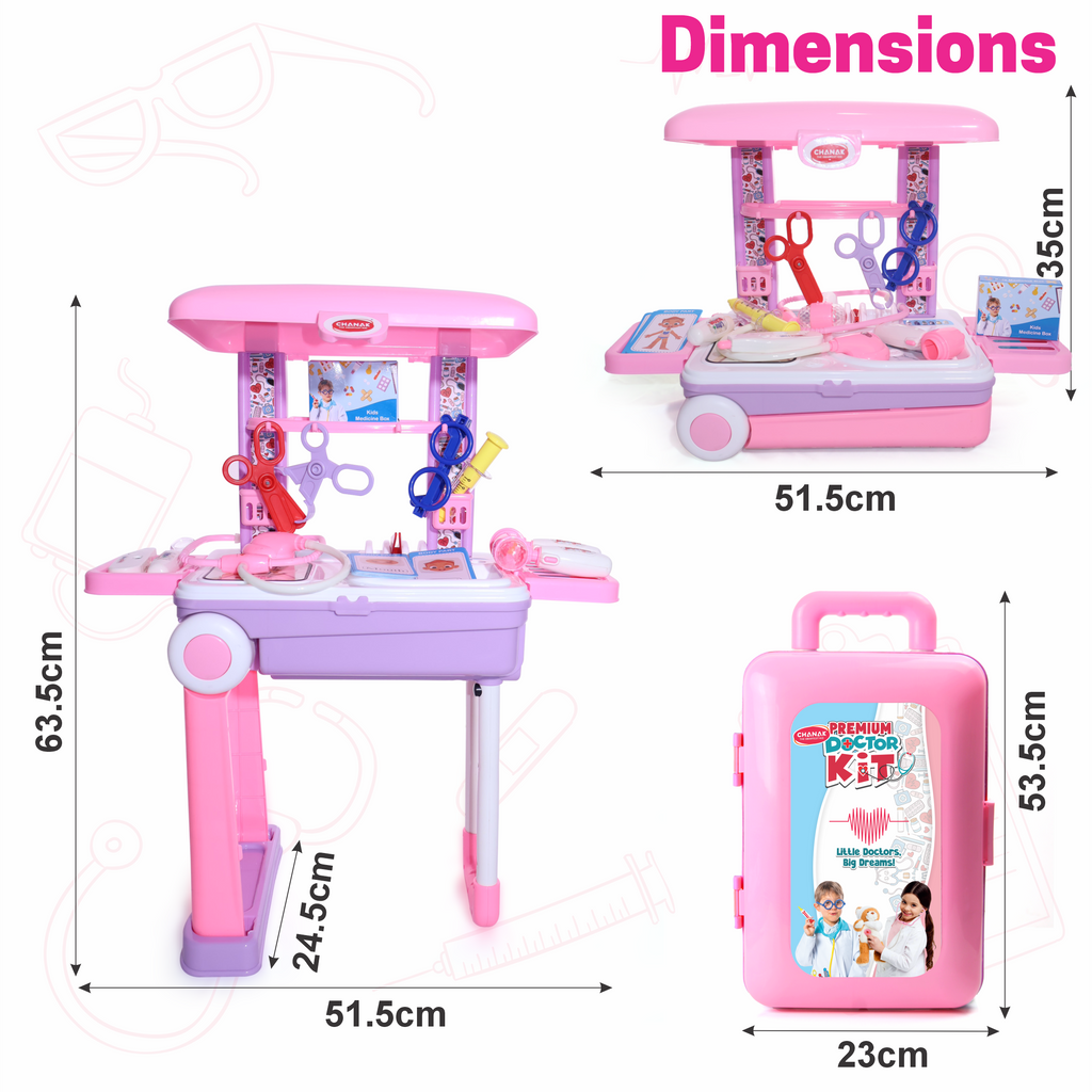 Premium Doctor Set Trolley for Kids with LED Light Instruments (Pink) Aditi Toys Pvt. Ltd.