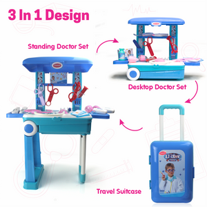 Premium Doctor Set Trolley for Kids with LED Light Instruments (Blue) Aditi Toys Pvt. Ltd.