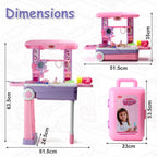 Chanak 2-in-1 Kids Pretend Play Combo – Kitchen Set with Realistic Stove & Beauty Set Trolley | 49 PCS | 3-in-1 Convertible | Gift for Girls (Ages 2–5) Aditi Toys Pvt. Ltd.