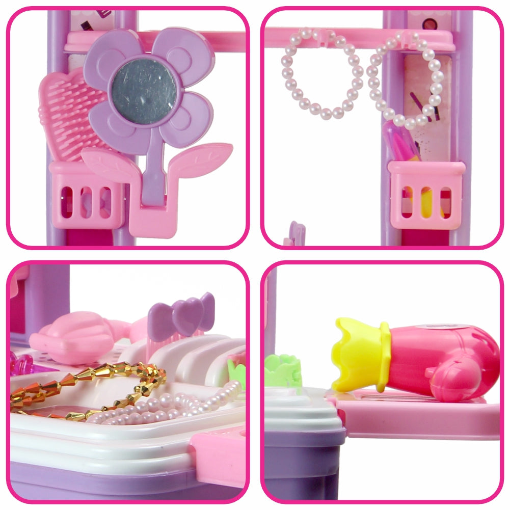 Chanak 2-in-1 Kids Pretend Play Combo – Kitchen Set with Realistic Stove & Beauty Set Trolley | 49 PCS | 3-in-1 Convertible | Gift for Girls (Ages 2–5) Aditi Toys Pvt. Ltd.