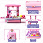 Chanak 2-in-1 Kids Pretend Play Combo – Kitchen Set with Realistic Stove & Beauty Set Trolley | 49 PCS | 3-in-1 Convertible | Gift for Girls (Ages 2–5) Aditi Toys Pvt. Ltd.