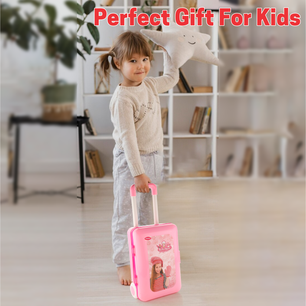 Chanak 2-in-1 Kids Pretend Play Combo – Kitchen Set with Realistic Stove & Beauty Set Trolley | 49 PCS | 3-in-1 Convertible | Gift for Girls (Ages 2–5) Aditi Toys Pvt. Ltd.