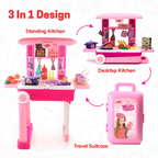 Chanak 2-in-1 Kids Pretend Play Combo – Kitchen Set with Realistic Stove & Beauty Set Trolley | 49 PCS | 3-in-1 Convertible | Gift for Girls (Ages 2–5) Aditi Toys Pvt. Ltd.