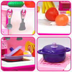 Chanak 2-in-1 Kids Pretend Play Combo – Kitchen Set with Realistic Stove & Beauty Set Trolley | 49 PCS | 3-in-1 Convertible | Gift for Girls (Ages 2–5) Aditi Toys Pvt. Ltd.
