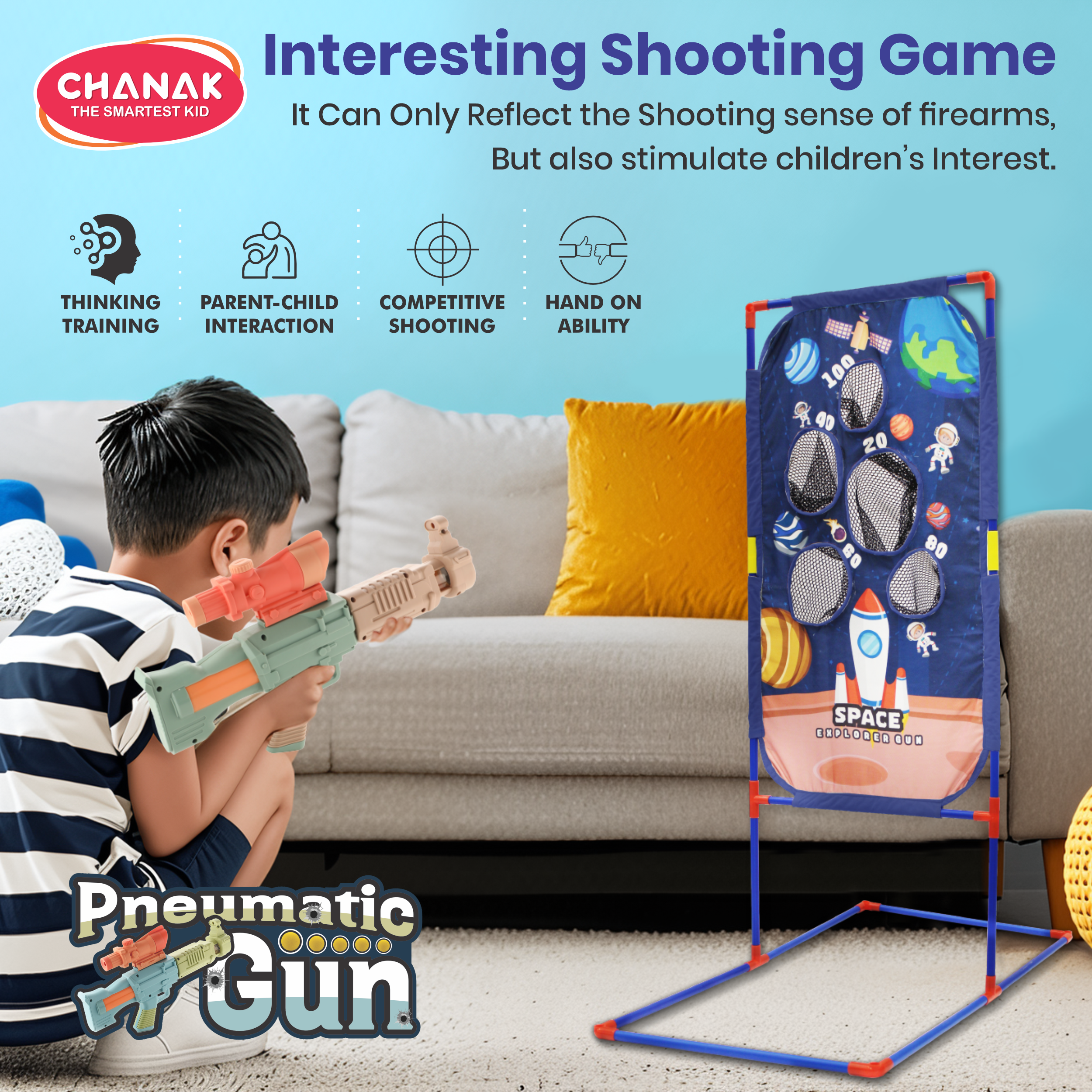 Soft orange and yellow foam balls included in the Chanak Space Explorer toy set, safe and kid-friendly
