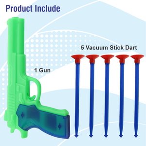 Chanak Kids Toy Gun Set with 5 Vacuum Stick Darts - Safe & Durable Toy for Hand-Eye Coordination and Intellectual Development (Green) chanak