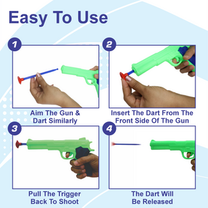 Chanak Kids Toy Gun Set with 5 Vacuum Stick Darts - Safe & Durable Toy for Hand-Eye Coordination and Intellectual Development (Green) chanak