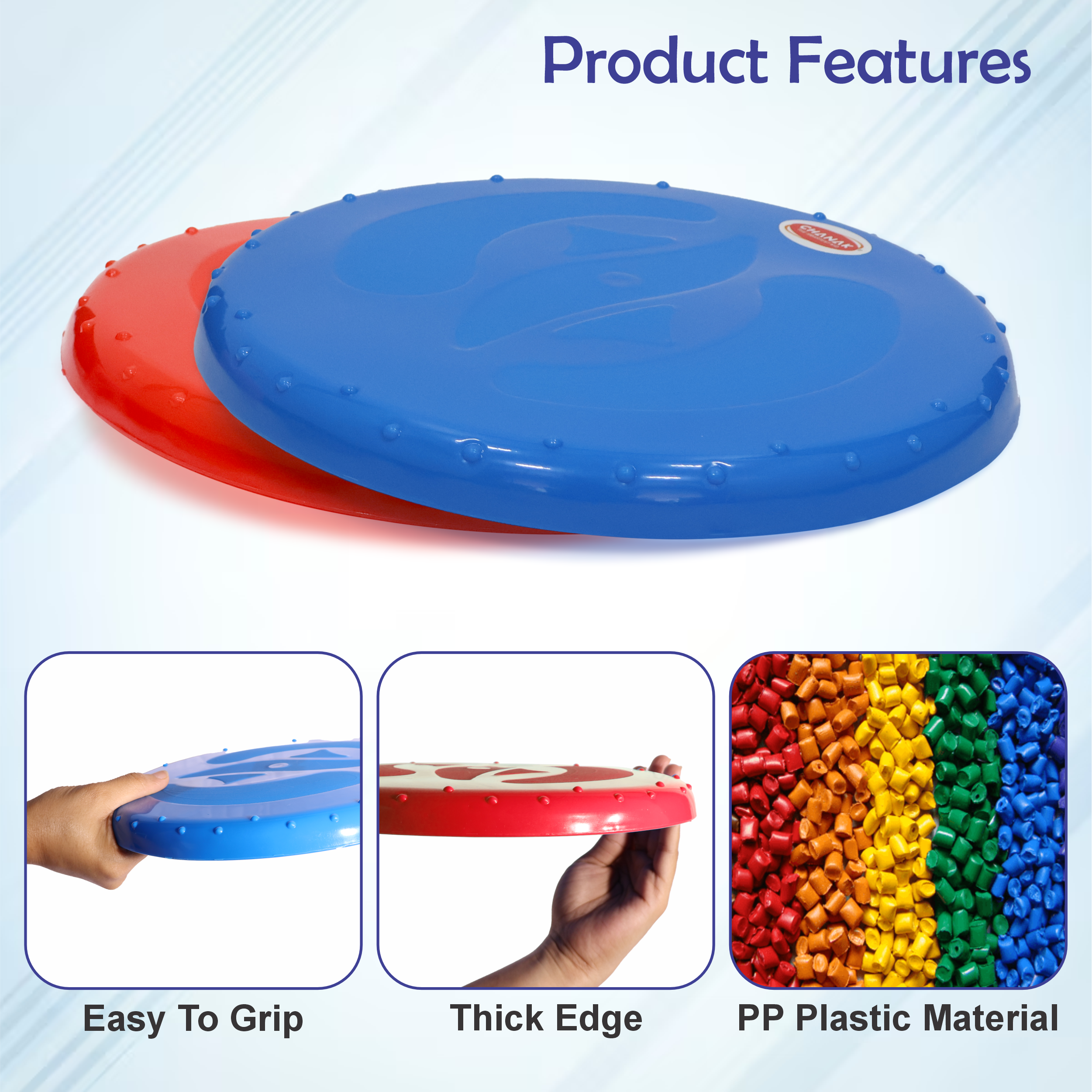 Chanak Flying Disc Frisbee Picnic, Beach, Garden Disc Throwing Sports Outdoor Game for Kids & Adults, Red & Blue Pack of 1 chanak