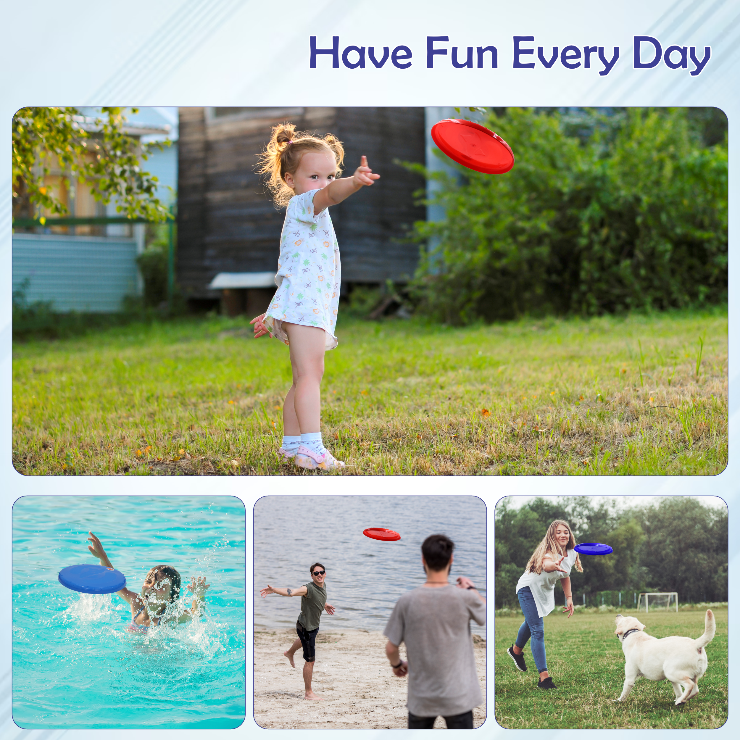 Chanak Flying Disc Frisbee Picnic, Beach, Garden Disc Throwing Sports Outdoor Game for Kids & Adults, Red & Blue Pack of 2 chanak
